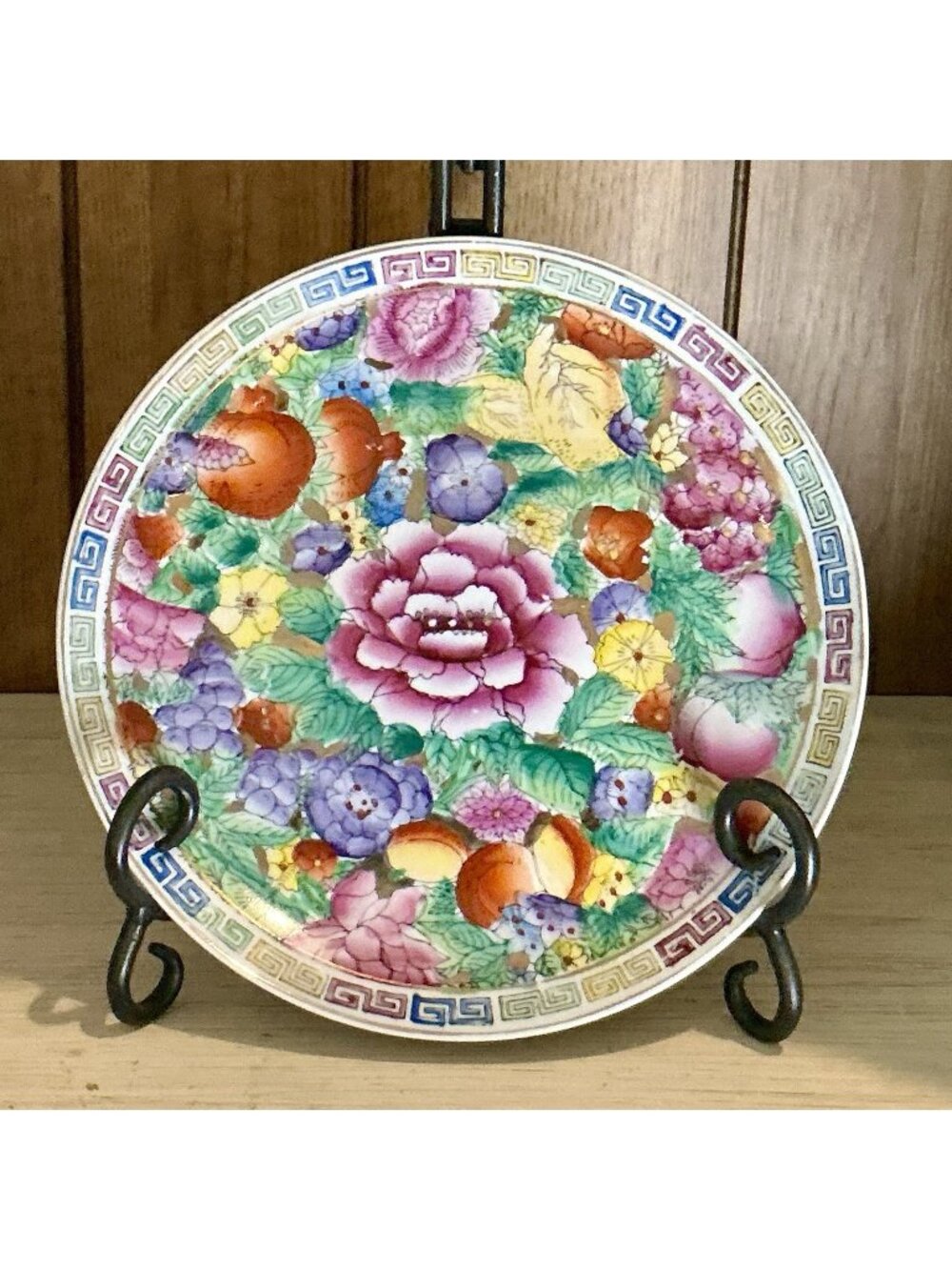 Chinese Mille Fleur Thousand Flower Plate Famille Rose 8 1/4" Decorative
